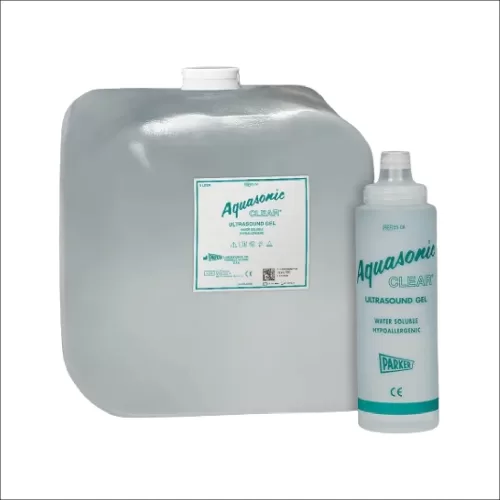 Aquasonic CLEAR® Ultrasound Gel tub and bottle for medical ultrasound imaging and diagnostics