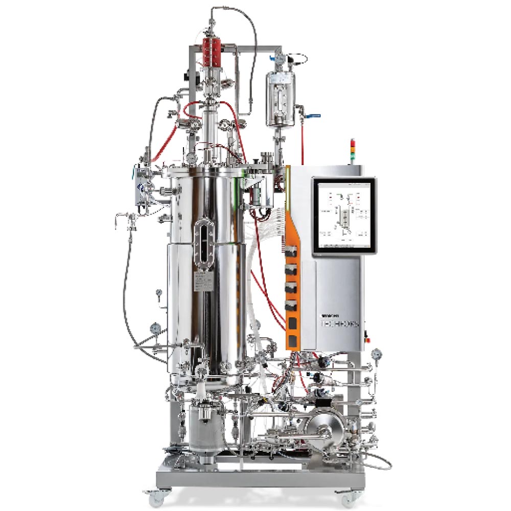 Techfors is the bridge between lab-scale and production-scale bioreactors. The modular design of the Techfors makes retrofitting with additional options, sensors, or analysis devices possible at any time.